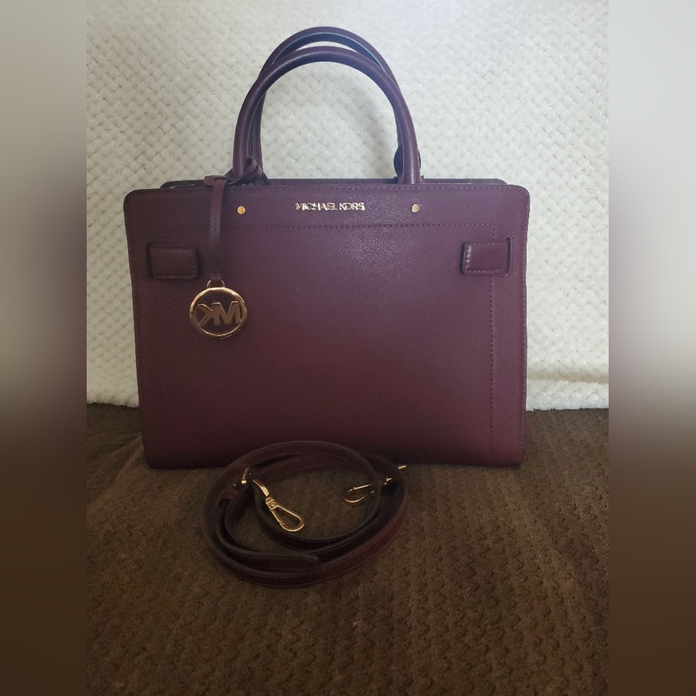 Michael Kors, small 9 1/2 x 12 1/2 burgundy color purse